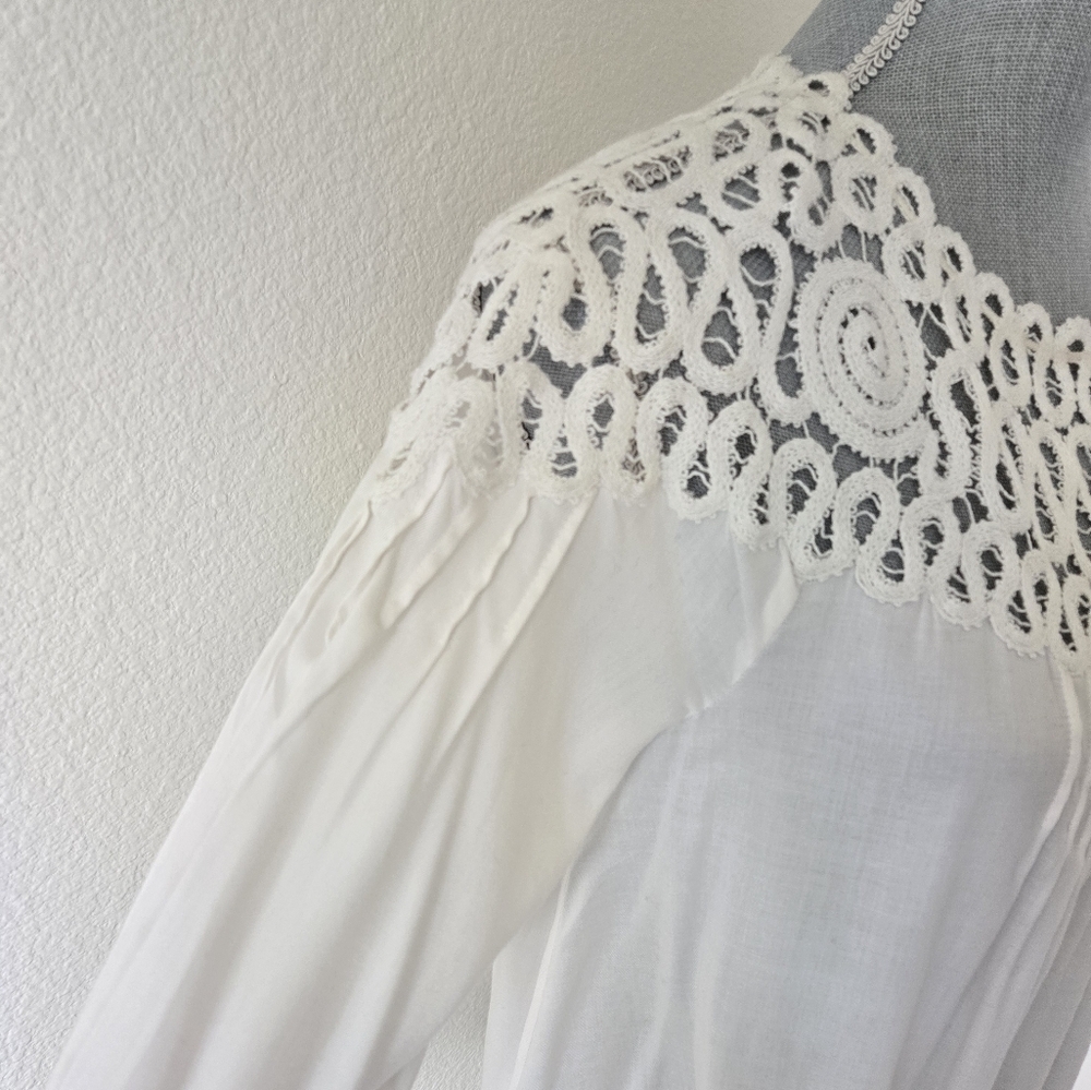 Johnny Was Cielito Modal Blouse Crochette‎ Detsils Biege Ivory Color Size Small - Picture 7 of 16